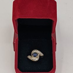 14 Karat Yellow Gold Sapphire And Diamond Ring 