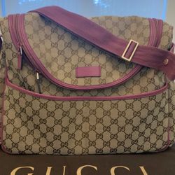 AUTHENTIC: Gucci Pink Canvas Diaper Bag (Limited Edition) $800
