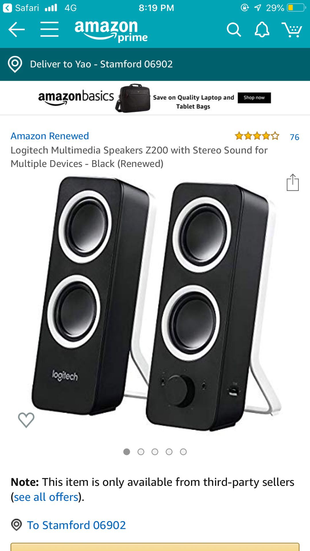 Logitech Multimedia Speakers Z200 with Stereo Sound for Multiple Devices - Black
