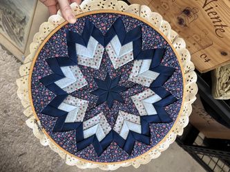 Handcrafted Quilt Star Hoop Wall Art