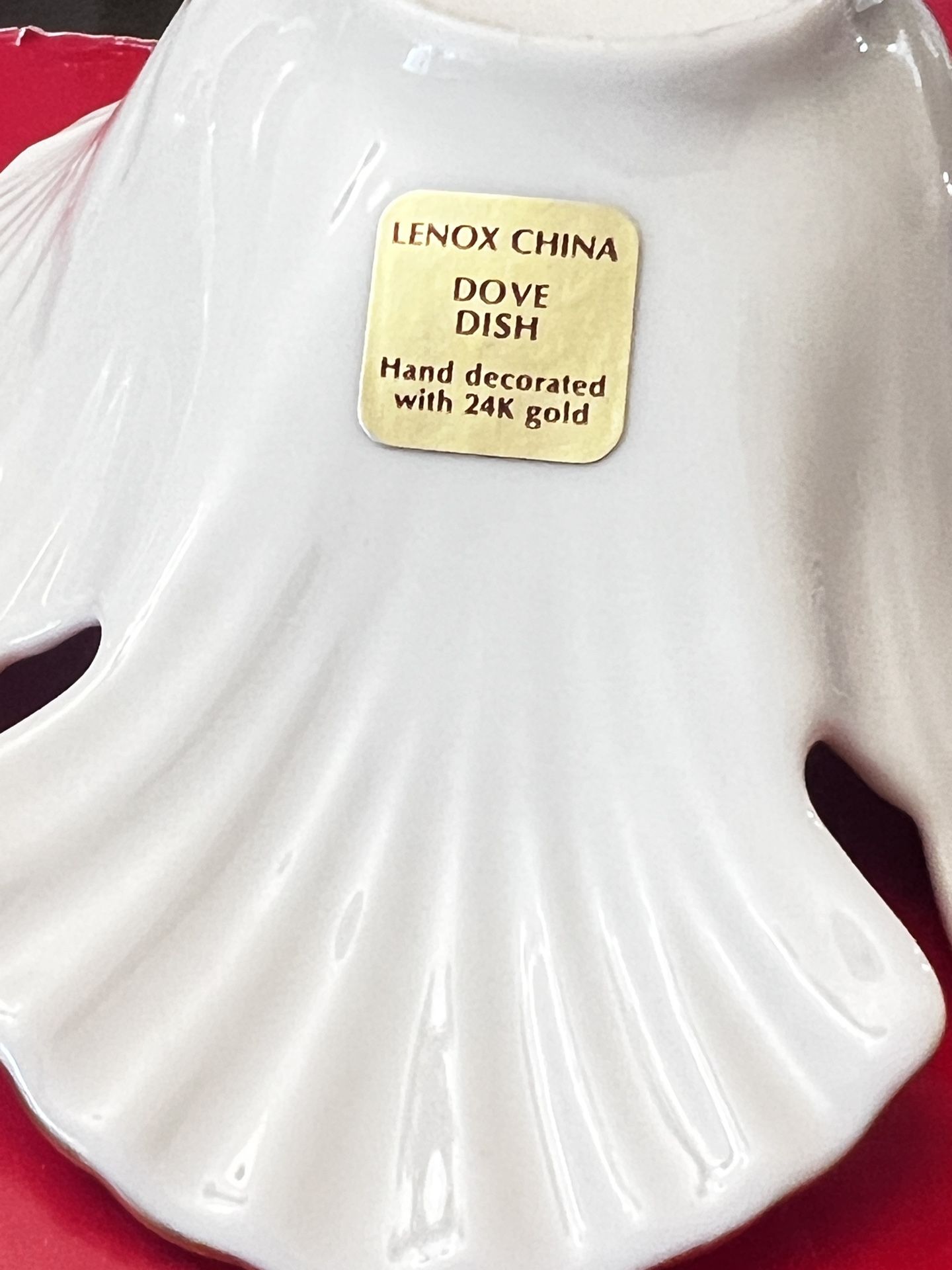 LENOX China Dove Dish Ivory Porcelain 24K Gold Trim Candy Snack Bowl