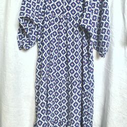 Gorgeous Navy & Coral Geometric Print, Miduo Butterfly-Sleeve, Maxi Dress, Medium, New with Tags, Perfect Summer Dress!   