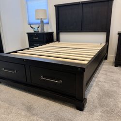 Dark Brown Full Storage Platform Bed Frame 