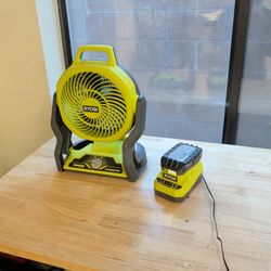 Ryobi 7.5" Fan + 2 ah Batter + Charger