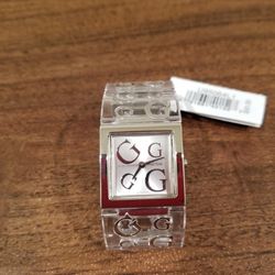 NEW! GUESS CLEAR  ACRYLIC LADIES WATCH