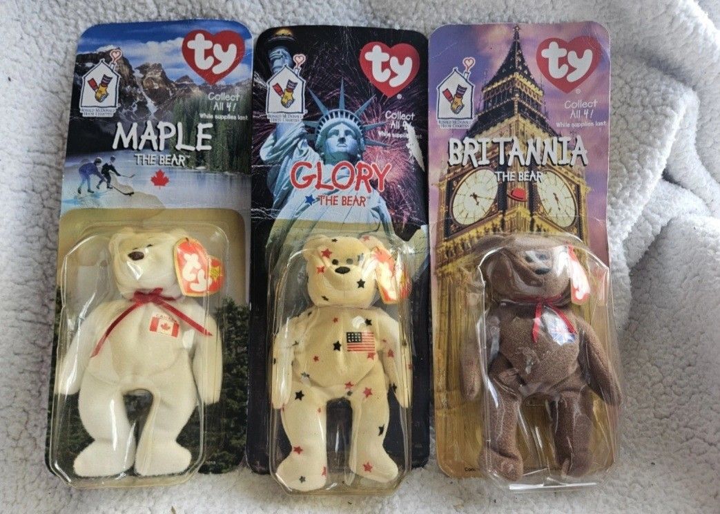Ronald McDonald Beanie Babies "The Bear" GLORY, BRITANNIA, MAPLE