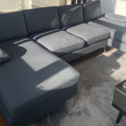 110" Modern U Shaped Sectional Couch with 51" D Double Chaise for Living Room, Grey Deep Seat Sectional Sofa