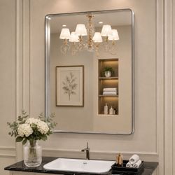 NEW Loaao 22x30 Brushed Nickel Bathroom Vanity Mirror – Metal Frame