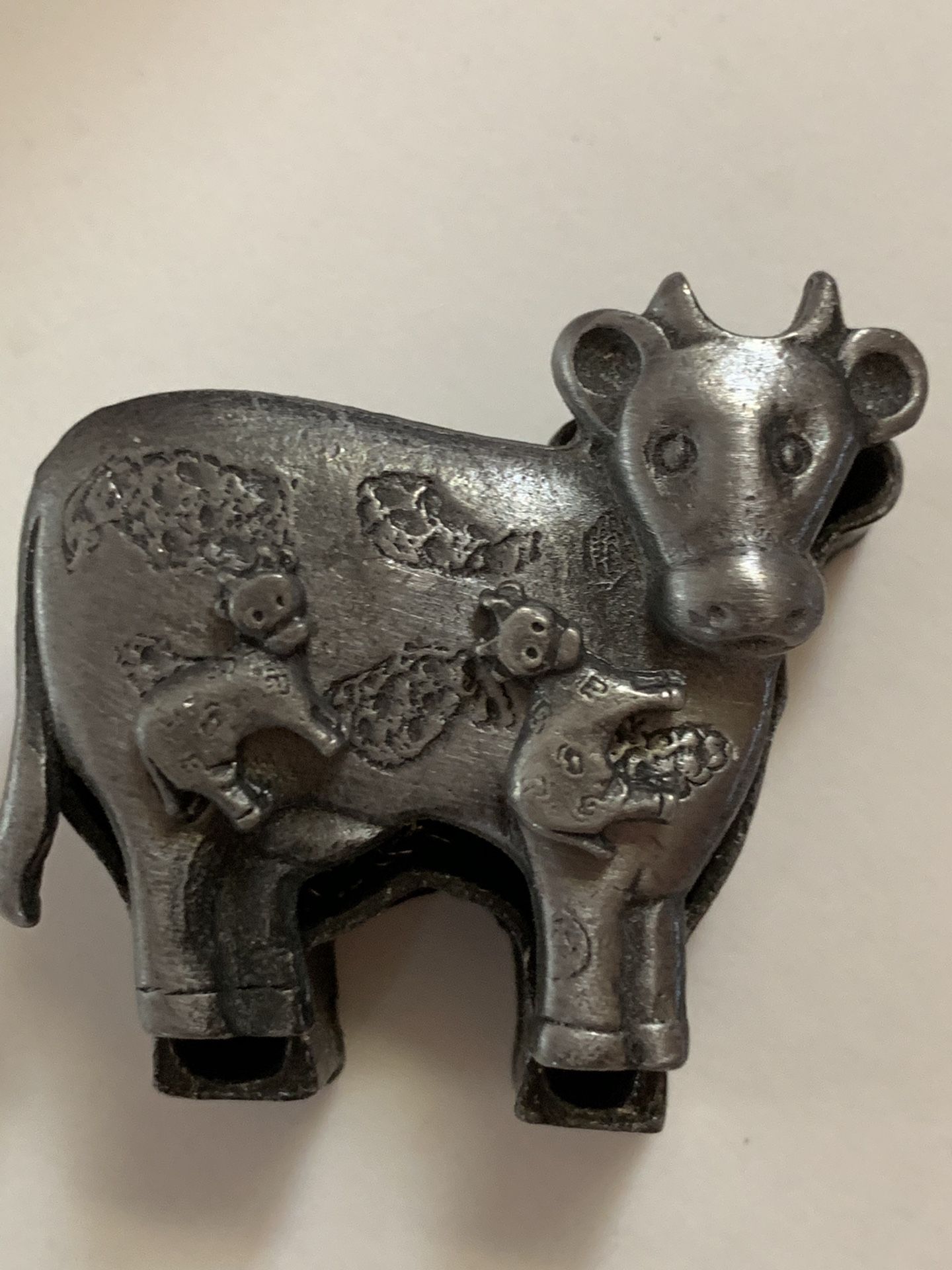 Pewter cow box and jewelry