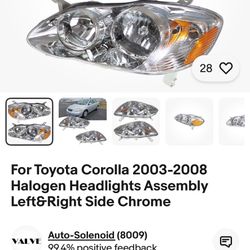 Headlight Set For Toyota Corolla 