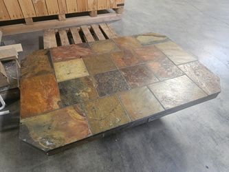 Paul Kingma Brutalist style slate stone tile coffee and console table set