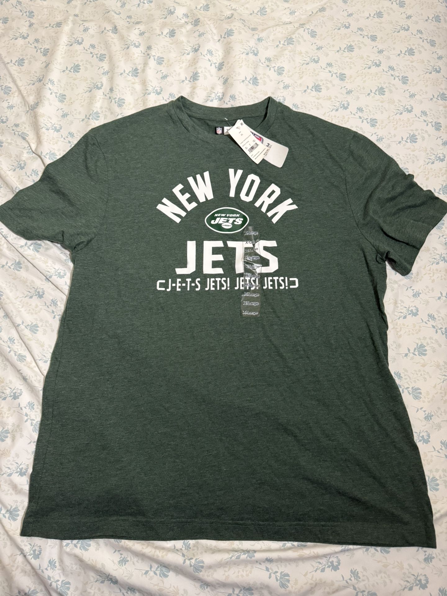 NFL Apparel New York Jets Graphic Football T Shirt Official NWT Size XL