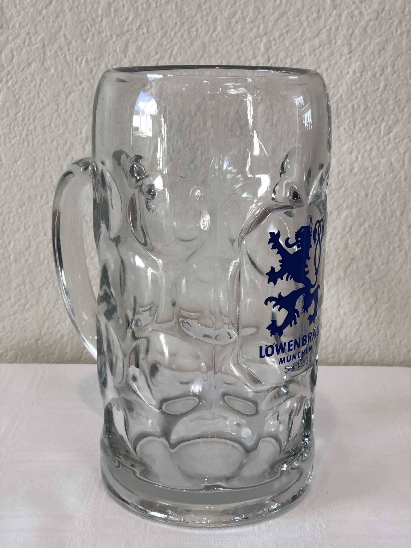 Vintage Set of 4 Lowenbrau 16 oz. Beer Mugs / Glasses - Thick Glass - Stein