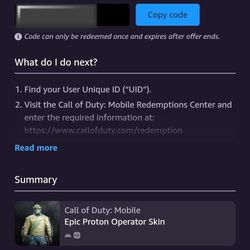 Call of Duty (MOBILE) Code