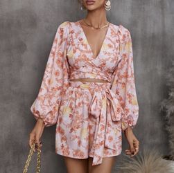 Pink And Ivory Romper Size S