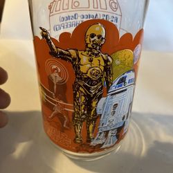 VINTAGE 1977 Burger King Star Wars Glass (C-3PO & R2-D2) Coca-Cola Promo