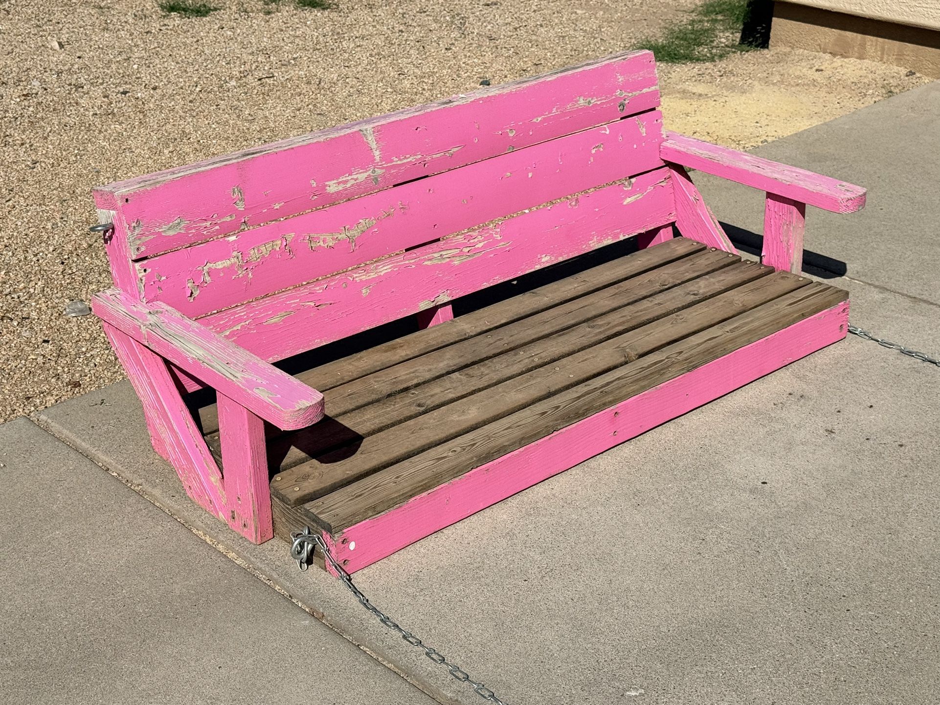 Hanging Wood Loveseat Swing 57” x 28”