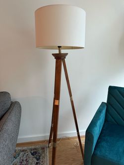 Tripod Floor Lamp Wood and Brass