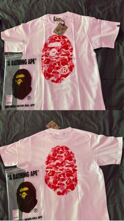 White bape tee shirt with pink&red camo print size small