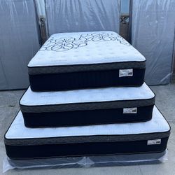 Queen Size Mattress Pillow Top 12” Thick.  🔺  All Sizes Available. 🔺 Delivery Available 🔺 New Mattress In A Plastic Sealed 