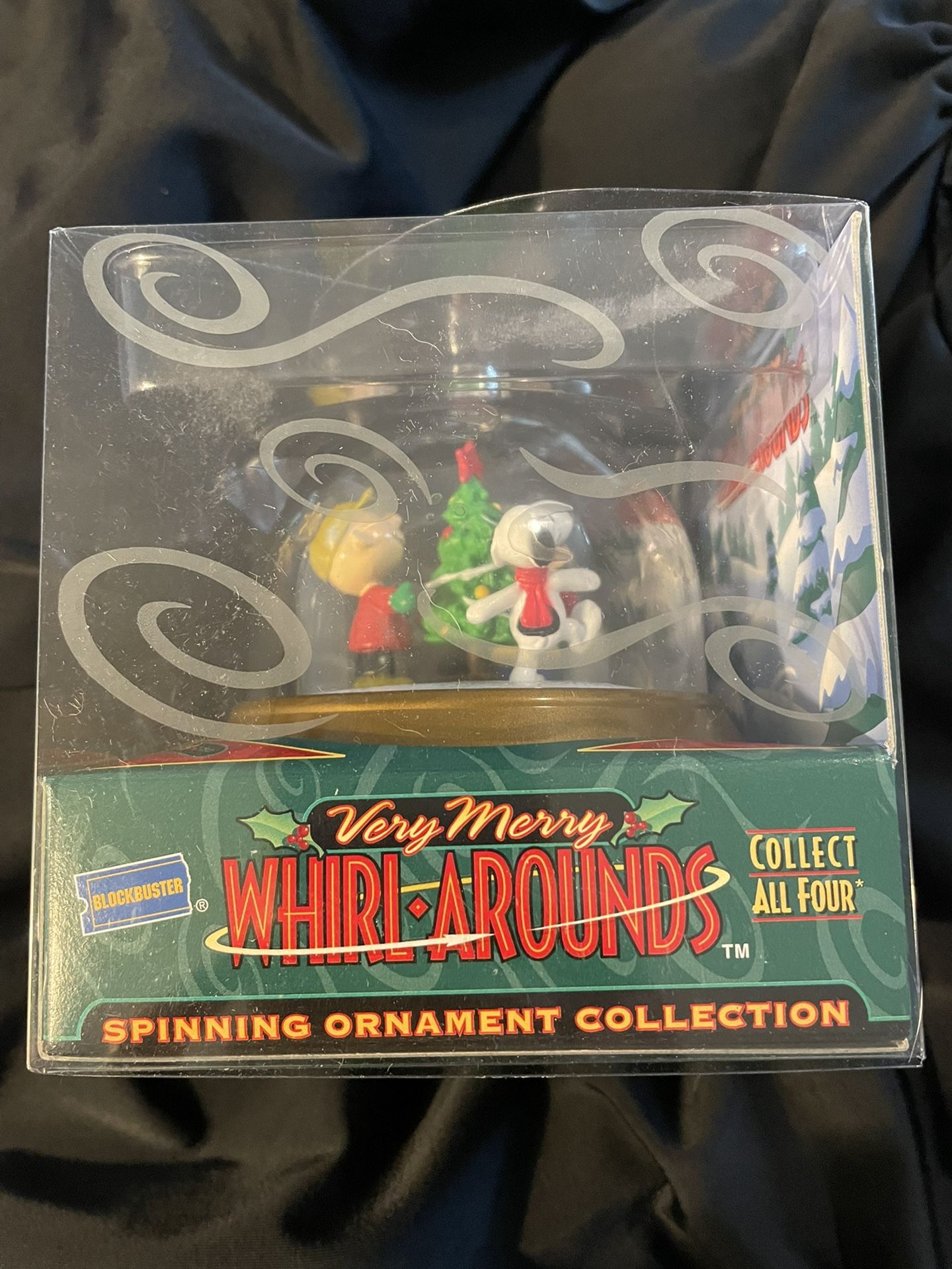 Vintage 1999 Blockbuster Very Merry Whirl-Arounds Spinning Christmas Snoopy, Charlie Brown and Lucy Ornament