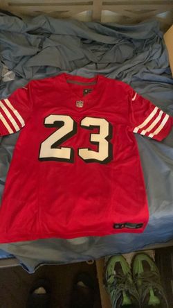 Authentic McCaffrey jersey black out lined numbers
