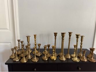(27) Mixed Gold Taper Candle Holders