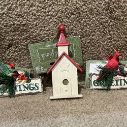 Target  Feathered Friends Birds Hummingbird Cardinal wooden birdhouse set of 3