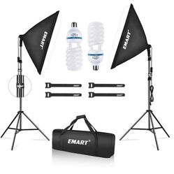 EMART Photography Softbox Lighting Kit, 20"×28" Soft Box Lights with Bulbs for Photography Studio