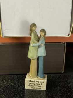 Willow Tree Figurine: mom & daughter (scripture  I thank my God every time I think of you. Philippians 1:3)