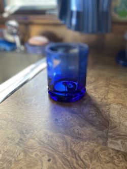 7 Vintage Cobalt Blue Drinking Glasses