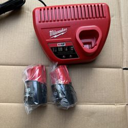 Milwaukee Batteries M12 And Charger 