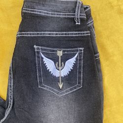 Womens Embroidered Pocket Detail Jeans Size L