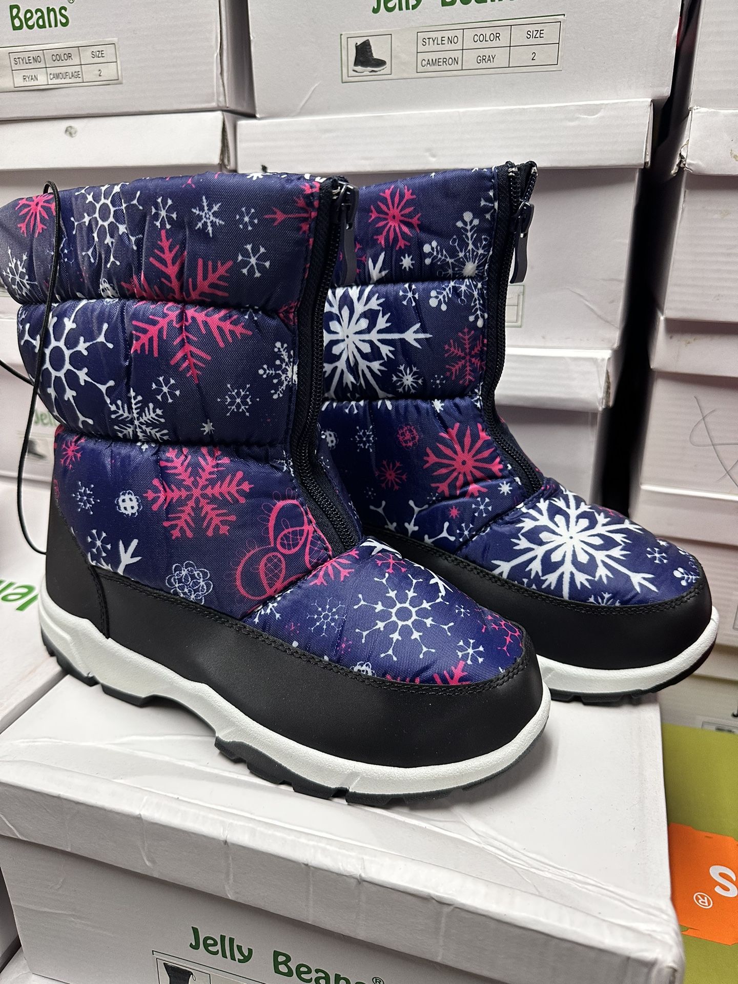 Kids Boys And Girls High Barrel Plus Fleece Winter Snow Boots