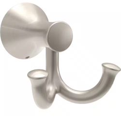 Greydon J-Hook Wall Mounted Double Robe/Towel Hook Bath Hardware Accessory in Brushed Nickel