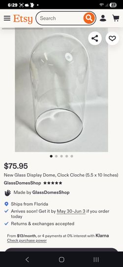 GLASS DISPLAY DOME/ CLOCK CLOCHE