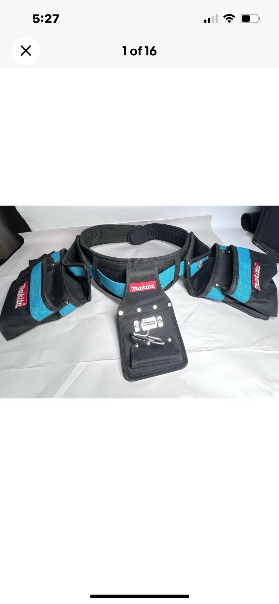 Makita Heavy Duty Tool Belt Wide Back  3 Pouches Adjustable 845018-X