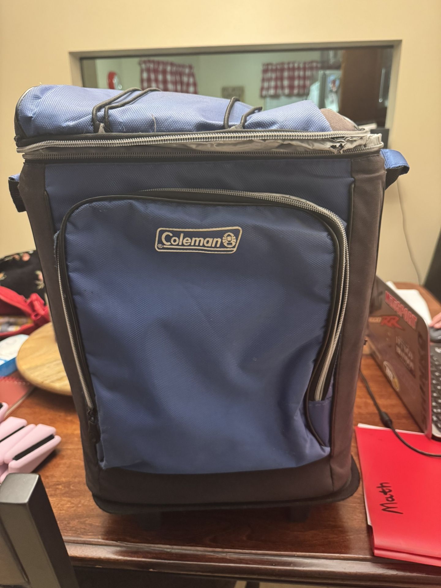 Coleman Chiller Series Insulated Portable Wheeled Soft Cooler, Leak-Proof 42 Can Capacity Cooler with Heavy Duty Wheels and Handle and Ice Retention