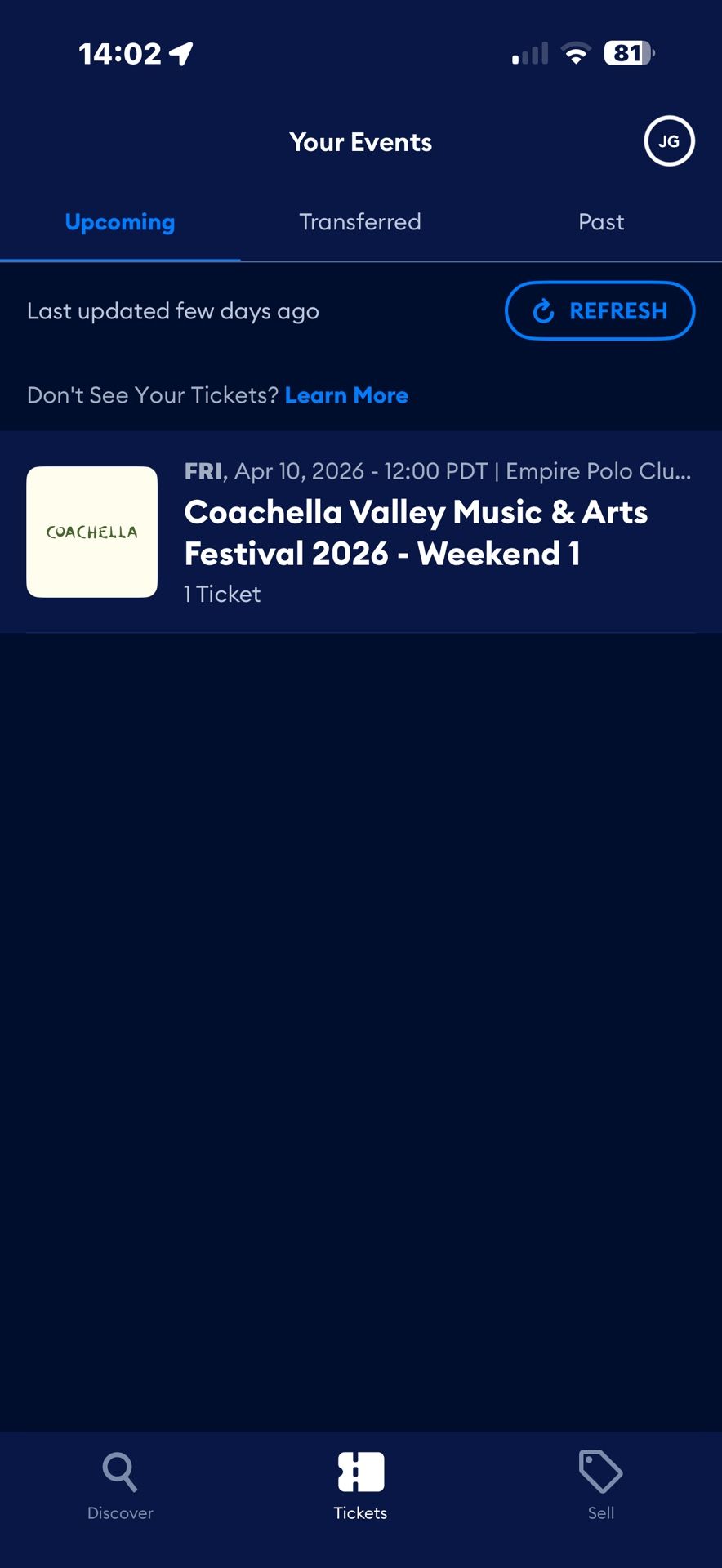 Coachella 2026 Weekend 1 GA Pass For Sale 