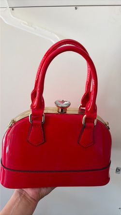 Red Patent Leather Dome Handbag