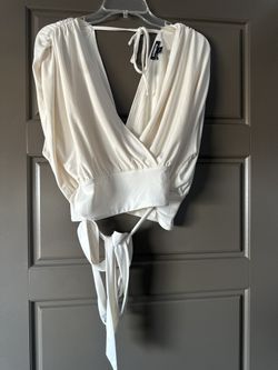 Express Cream beige wrap around Blouse