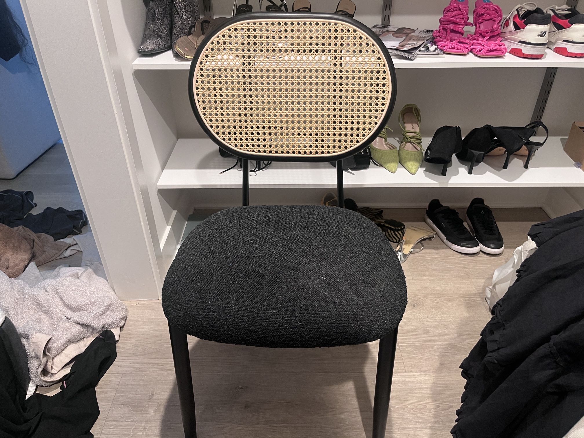 2 Black Rattan Dining Chairs
