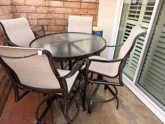 Outdoor Patio Bar Height Table and Chairs Set