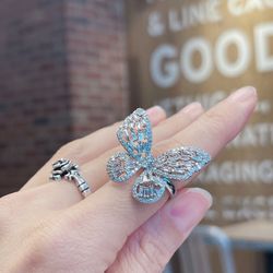 New Exaggerated Zircon Butterfly Series Butterfly Ring/Earrings/Necklace