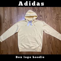 Adidas Almost Yellow Box Logo Hoodie Men’s Sz Large New! 
