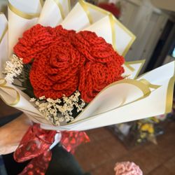 Bouquet Of Hand Made Roses And Flowers