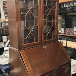 Maddox Colonial Mahogany Hall Tree Secretary Cabinet