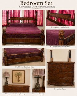 5pc Matching Wood California King Bedroom Set - Tommy Bahama style