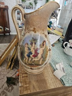 Pratt Prattware pottery jug with Bacchanalian print, circa 1855, mint condition