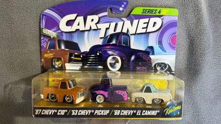 Car Tuned Series 4 Die Cast Triple Pack. '87 C10, '53 Pickup, '68 El Camino